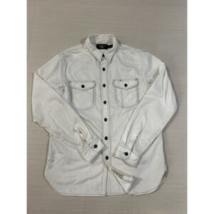 Double RL RRL ralph lauren western shirt white‎ M Two Pocket Herringbone Pattern